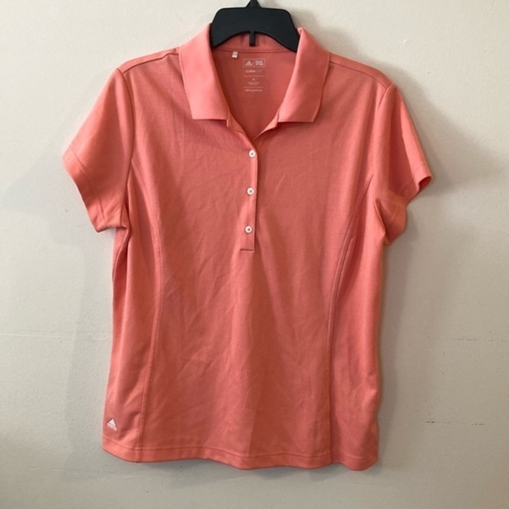 Adidas GOLF Fitted Polo Top Pink-peach shirt athletic climalite XL